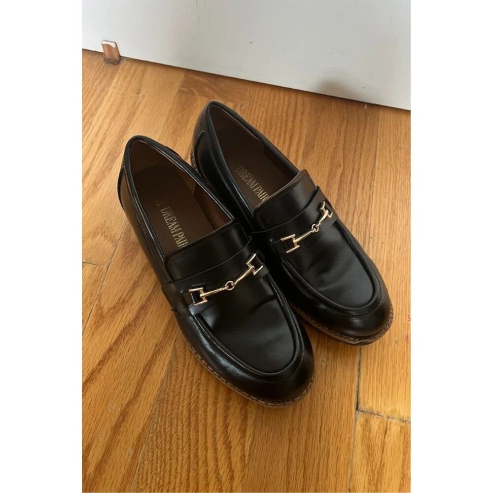 Dream Pairs Chunky Lug Sole Black Vegan Leather Loafers